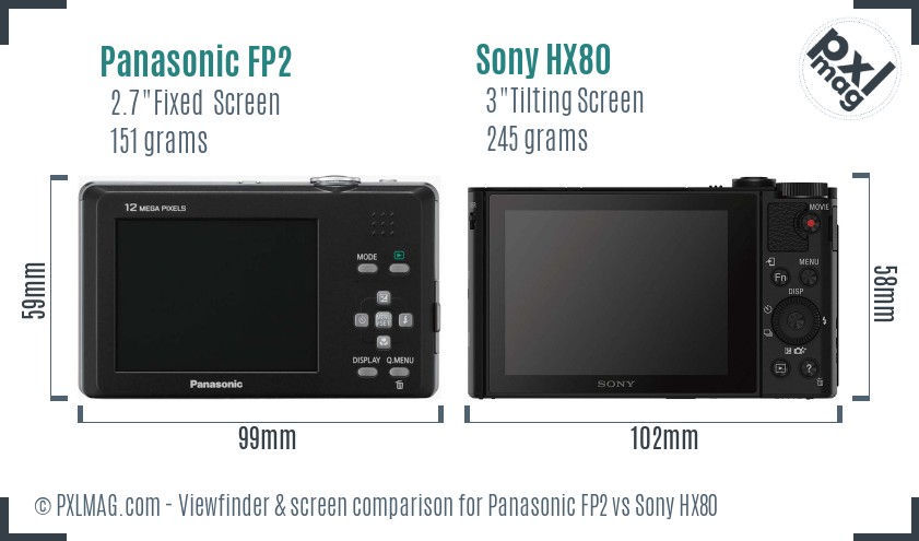 Panasonic FP2 vs Sony HX80 Screen and Viewfinder comparison