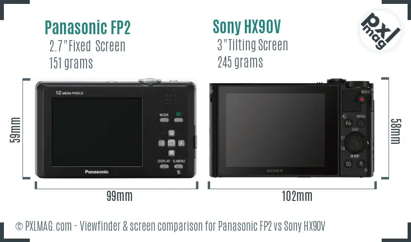Panasonic FP2 vs Sony HX90V Screen and Viewfinder comparison