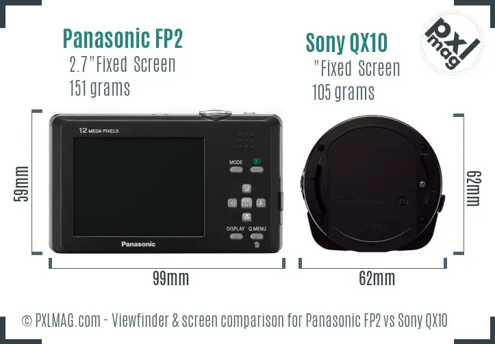 Panasonic FP2 vs Sony QX10 Screen and Viewfinder comparison