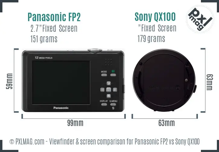 Panasonic FP2 vs Sony QX100 Screen and Viewfinder comparison