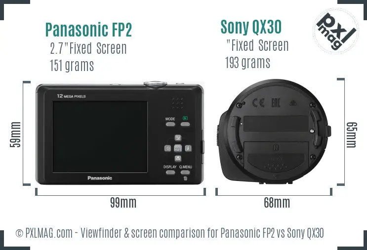 Panasonic FP2 vs Sony QX30 Screen and Viewfinder comparison