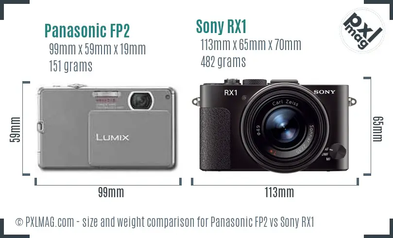 Panasonic FP2 vs Sony RX1 size comparison