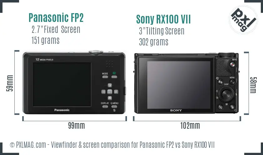 Panasonic FP2 vs Sony RX100 VII Screen and Viewfinder comparison