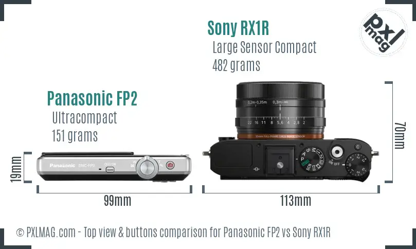 Panasonic FP2 vs Sony RX1R top view buttons comparison