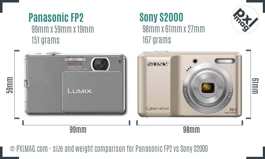 Panasonic FP2 vs Sony S2000 size comparison