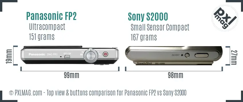 Panasonic FP2 vs Sony S2000 top view buttons comparison