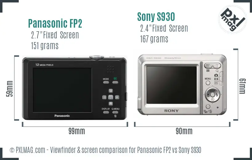 Panasonic FP2 vs Sony S930 Screen and Viewfinder comparison