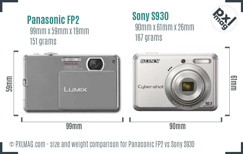 Panasonic FP2 vs Sony S930 size comparison