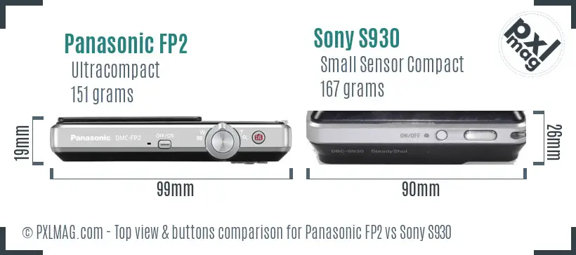 Panasonic FP2 vs Sony S930 top view buttons comparison