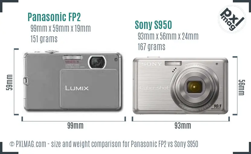 Panasonic FP2 vs Sony S950 size comparison