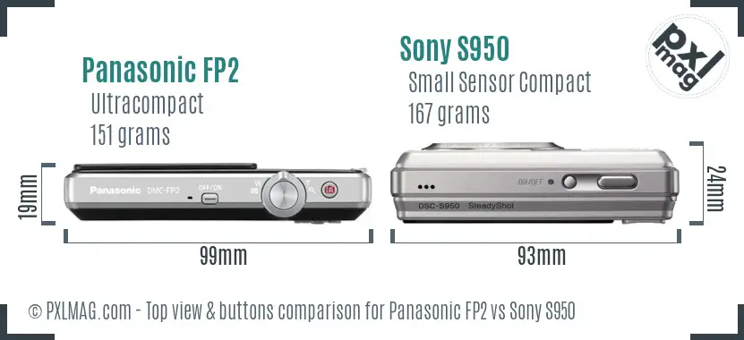 Panasonic FP2 vs Sony S950 top view buttons comparison