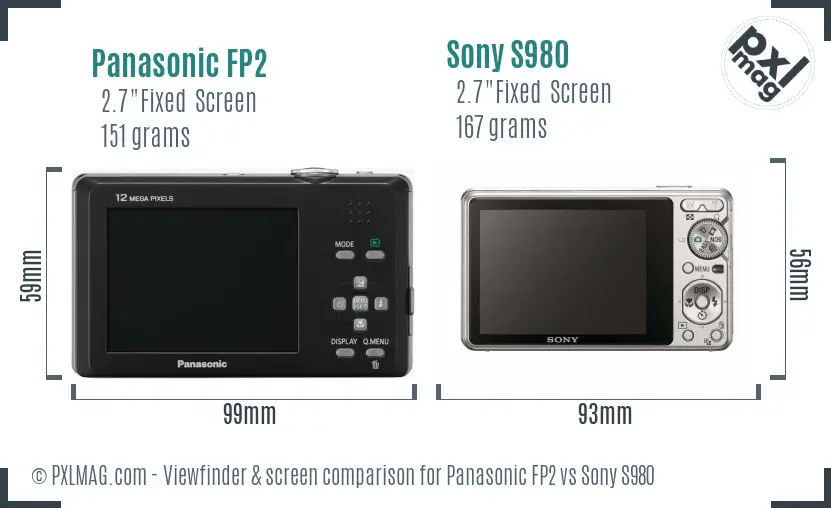 Panasonic FP2 vs Sony S980 Screen and Viewfinder comparison