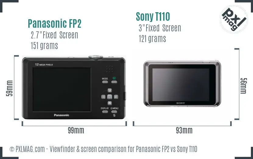 Panasonic FP2 vs Sony T110 Screen and Viewfinder comparison