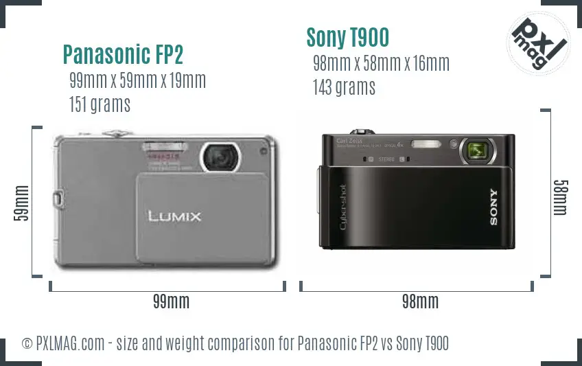 Panasonic FP2 vs Sony T900 size comparison