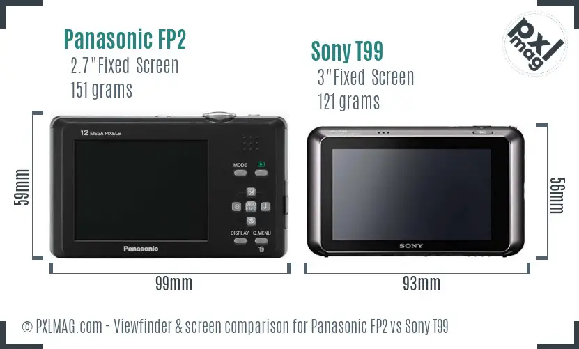 Panasonic FP2 vs Sony T99 Screen and Viewfinder comparison