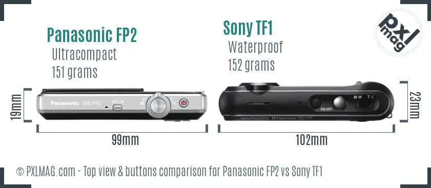 Panasonic FP2 vs Sony TF1 top view buttons comparison