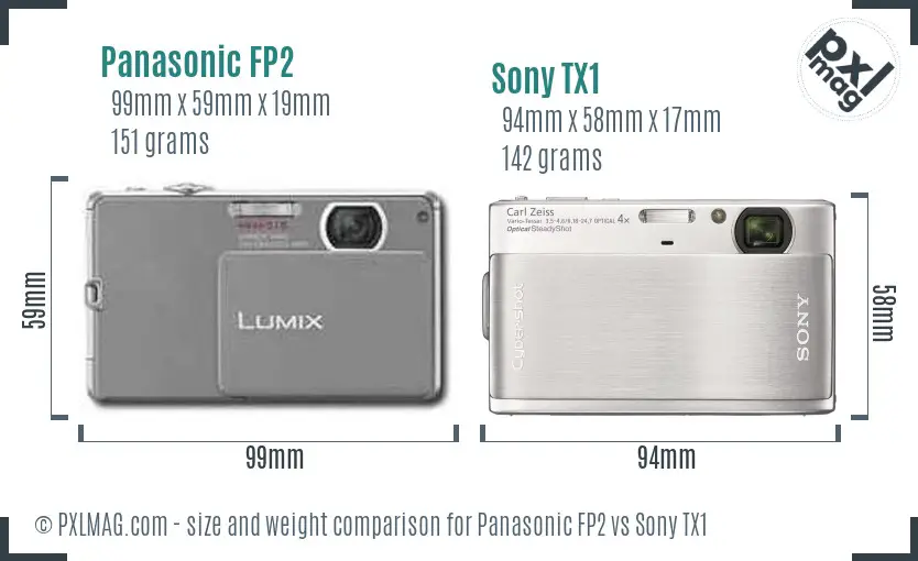 Panasonic FP2 vs Sony TX1 size comparison