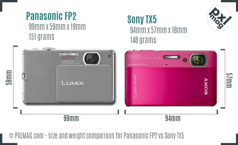 Panasonic FP2 vs Sony TX5 size comparison