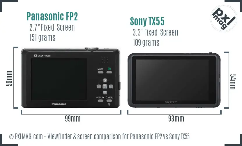 Panasonic FP2 vs Sony TX55 Screen and Viewfinder comparison