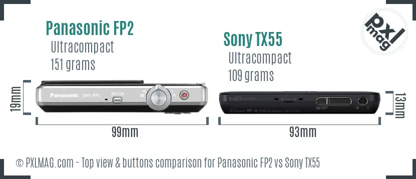 Panasonic FP2 vs Sony TX55 top view buttons comparison