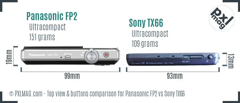 Panasonic FP2 vs Sony TX66 top view buttons comparison