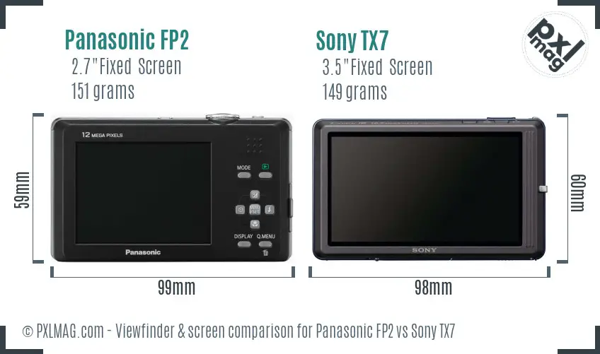 Panasonic FP2 vs Sony TX7 Screen and Viewfinder comparison