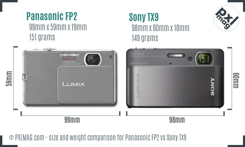 Panasonic FP2 vs Sony TX9 size comparison