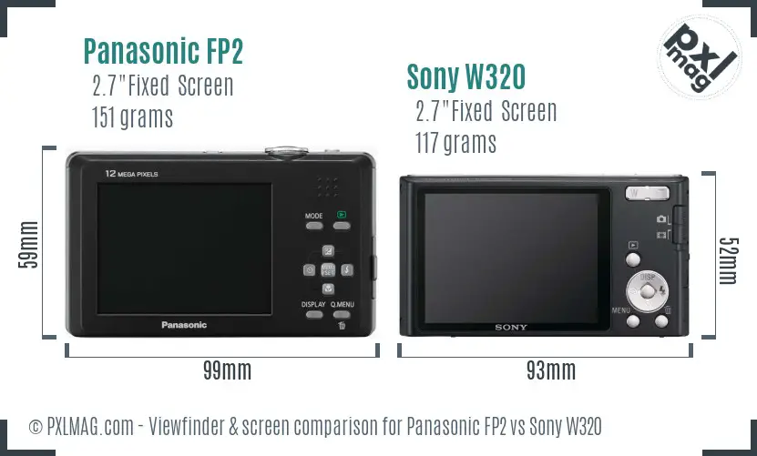 Panasonic FP2 vs Sony W320 Screen and Viewfinder comparison Panasonic FP2 vs Sony W320 Screen and Viewfinder comparison