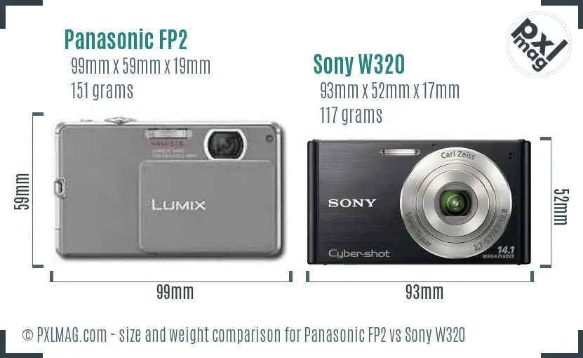 Panasonic FP2 vs Sony W320 size comparison Panasonic FP2 vs Sony W320 size comparison