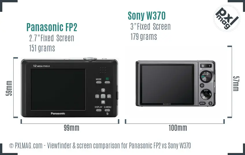 Panasonic FP2 vs Sony W370 Screen and Viewfinder comparison