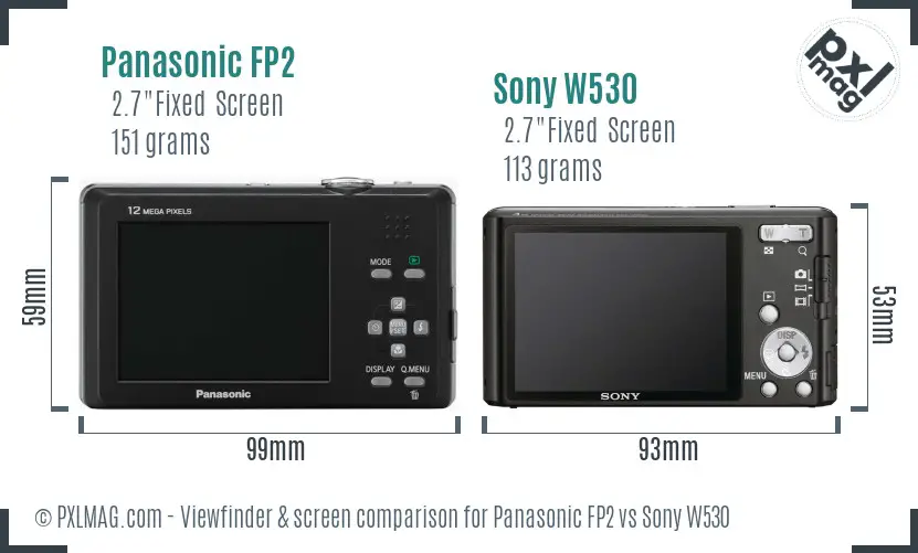 Panasonic FP2 vs Sony W530 Screen and Viewfinder comparison