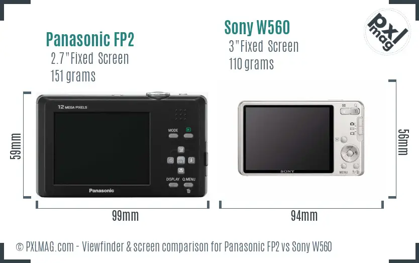 Panasonic FP2 vs Sony W560 Screen and Viewfinder comparison