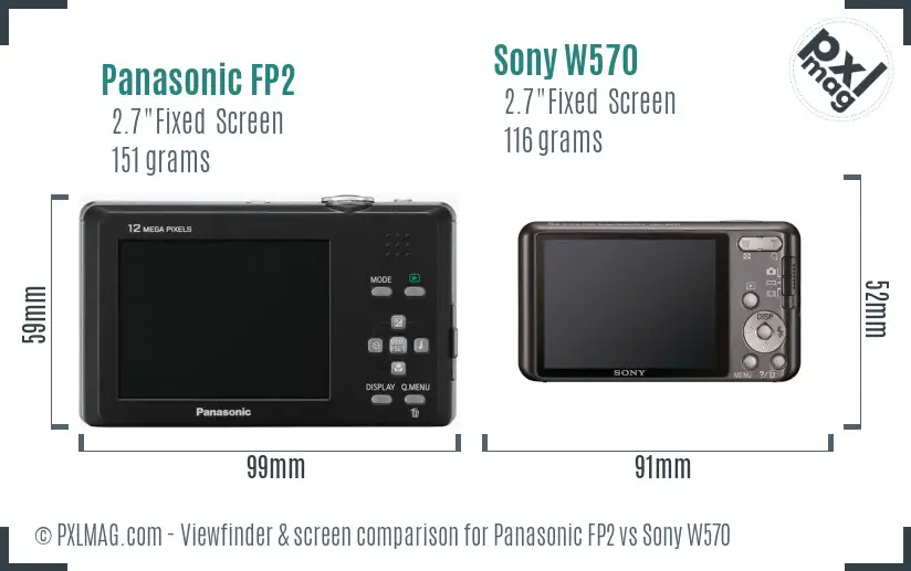 Panasonic FP2 vs Sony W570 Screen and Viewfinder comparison