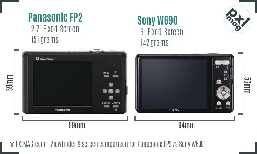 Panasonic FP2 vs Sony W690 Screen and Viewfinder comparison