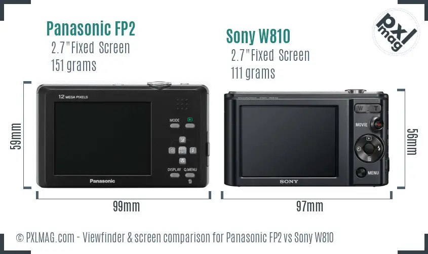 Panasonic FP2 vs Sony W810 Screen and Viewfinder comparison