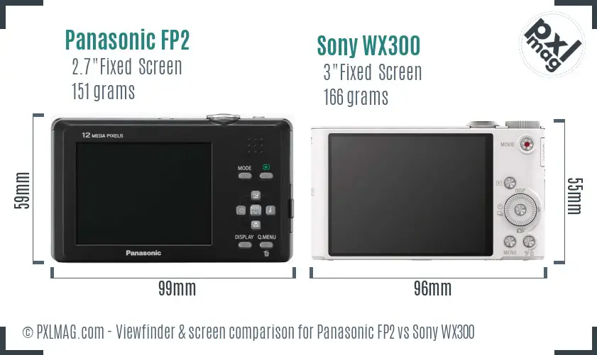 Panasonic FP2 vs Sony WX300 Screen and Viewfinder comparison