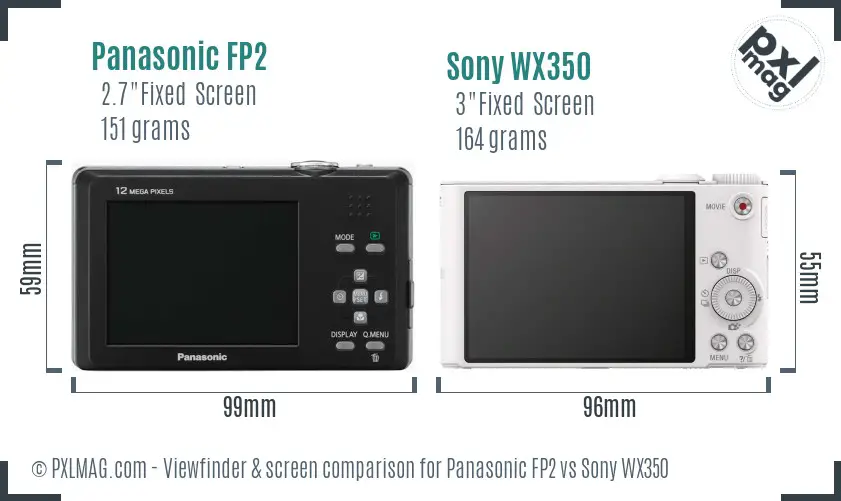 Panasonic FP2 vs Sony WX350 Screen and Viewfinder comparison