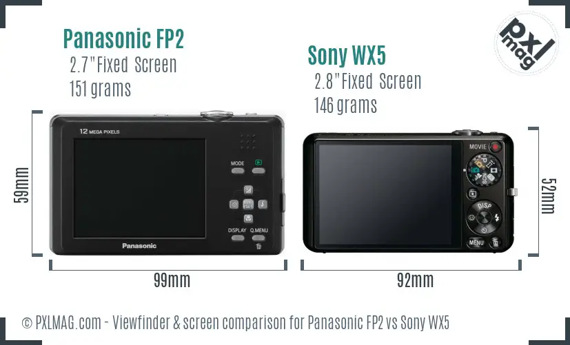 Panasonic FP2 vs Sony WX5 Screen and Viewfinder comparison