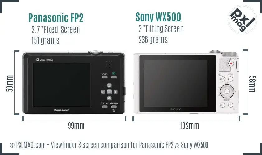 Panasonic FP2 vs Sony WX500 Screen and Viewfinder comparison
