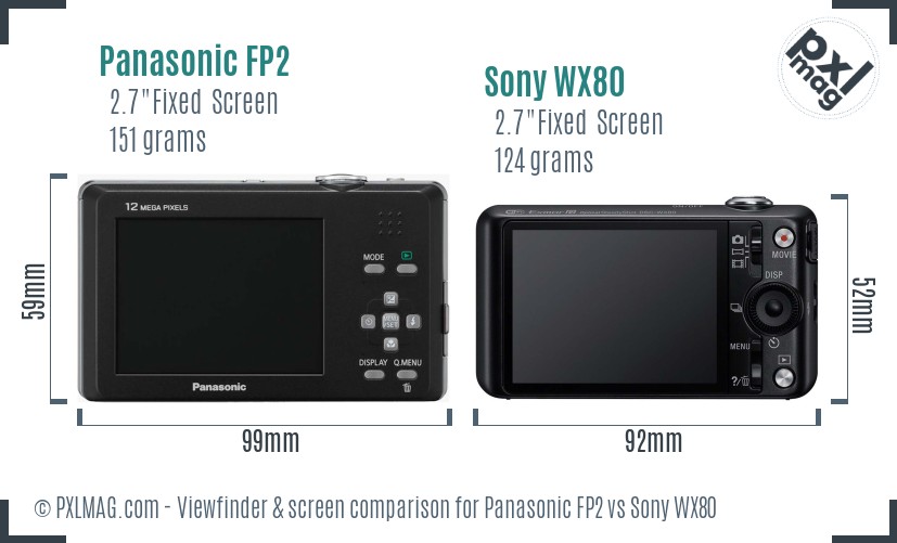 Panasonic FP2 vs Sony WX80 Screen and Viewfinder comparison