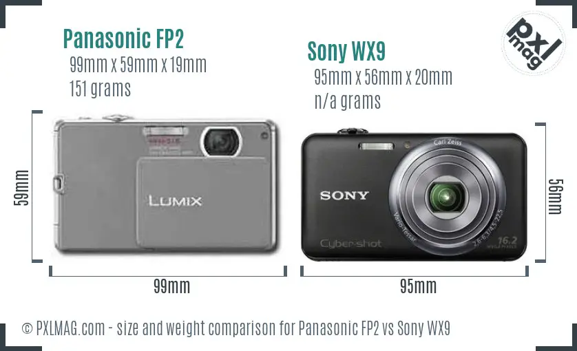Panasonic FP2 vs Sony WX9 size comparison