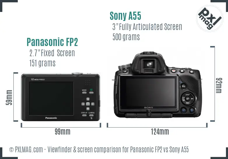 Panasonic FP2 vs Sony A55 Screen and Viewfinder comparison