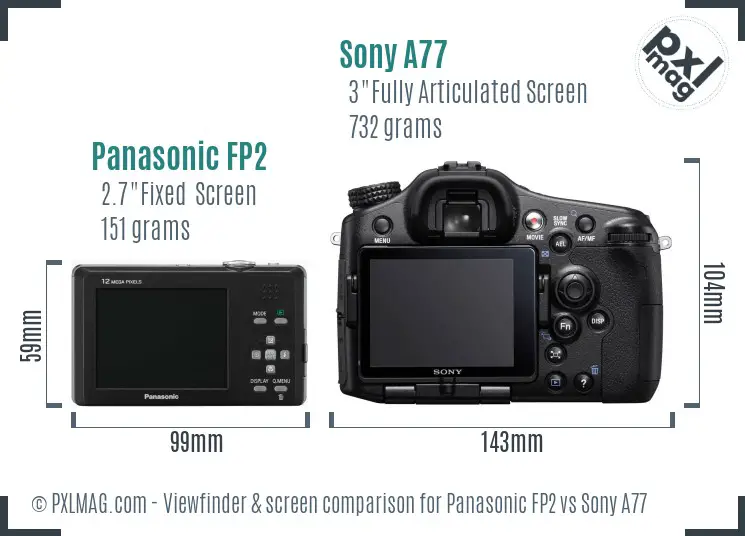 Panasonic FP2 vs Sony A77 Screen and Viewfinder comparison