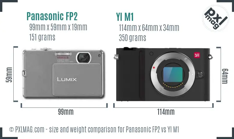 Panasonic FP2 vs YI M1 size comparison