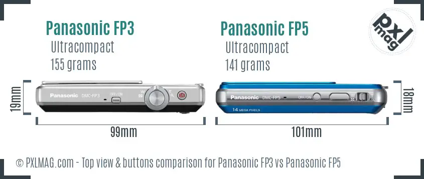 Panasonic FP3 vs Panasonic FP5 top view buttons comparison