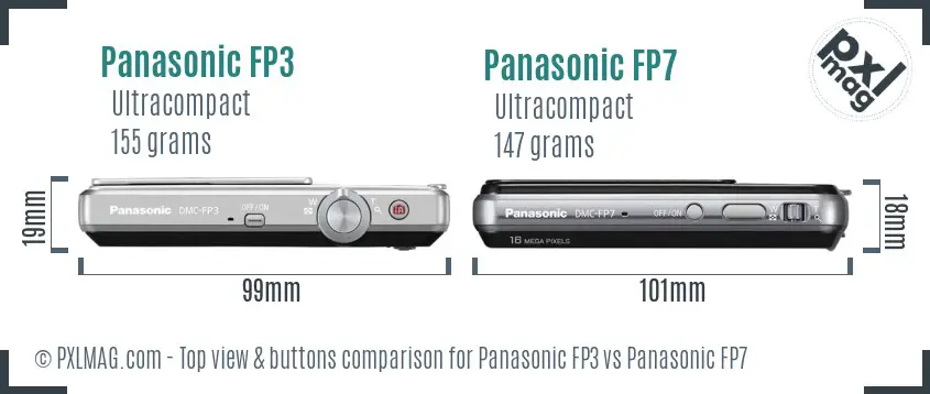 Panasonic FP3 vs Panasonic FP7 top view buttons comparison