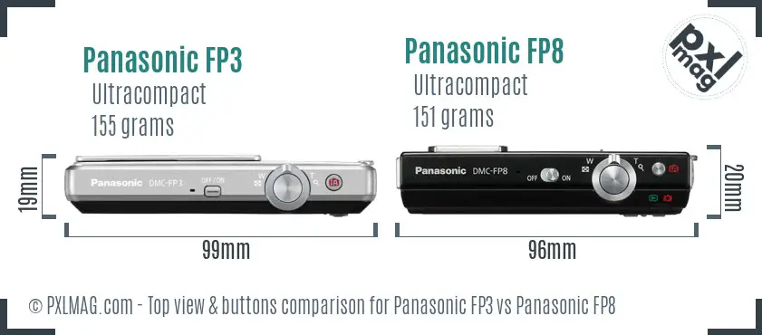 Panasonic FP3 vs Panasonic FP8 top view buttons comparison