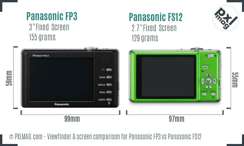 Panasonic FP3 vs Panasonic FS12 Screen and Viewfinder comparison