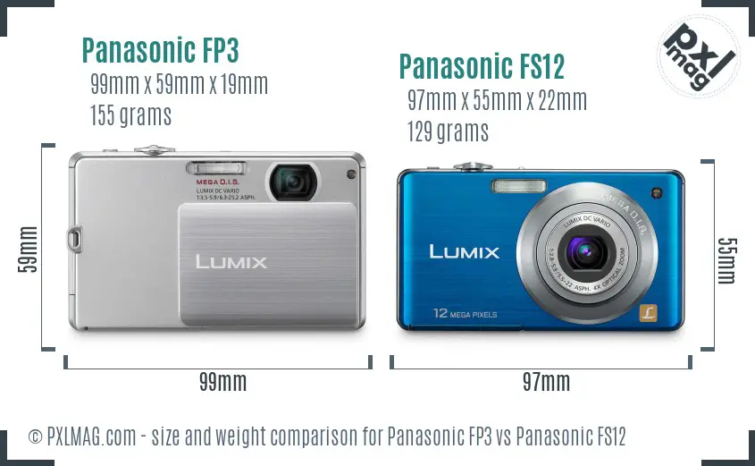 Panasonic FP3 vs Panasonic FS12 size comparison