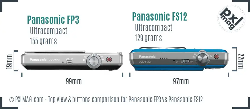 Panasonic FP3 vs Panasonic FS12 top view buttons comparison